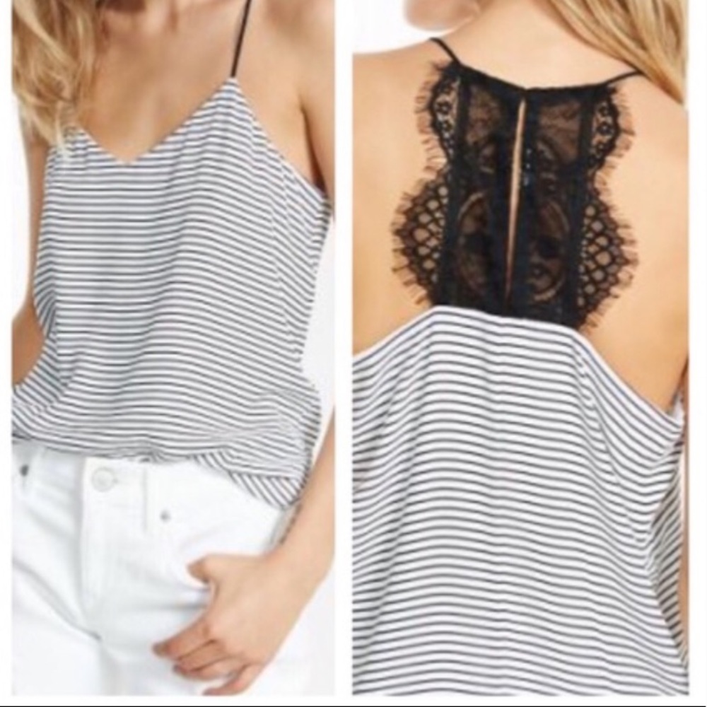 Express White and Black Stripe Tank Top